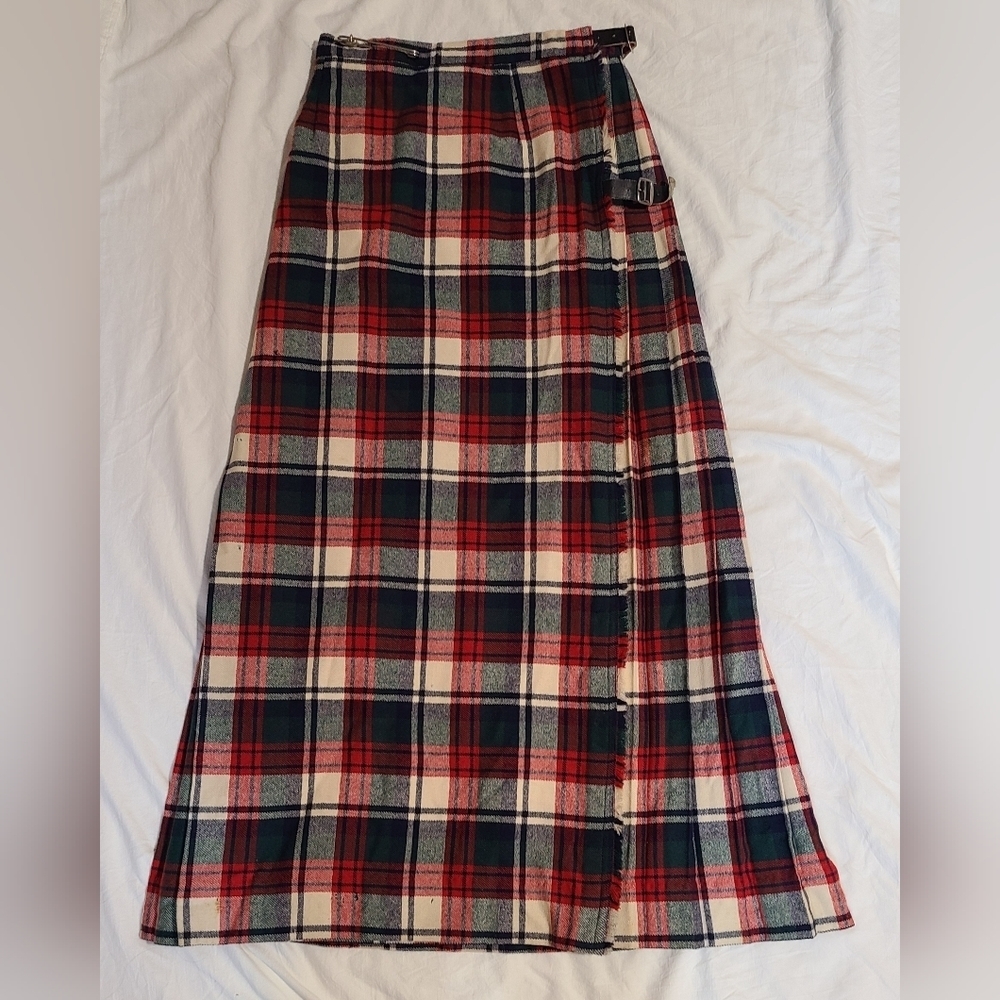 Plaid Maxi Skirt - Red, Blue, White